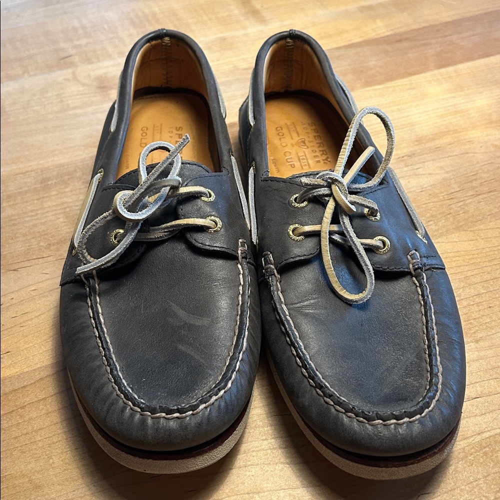 Sperry Charcoal Leather Boat Shoes